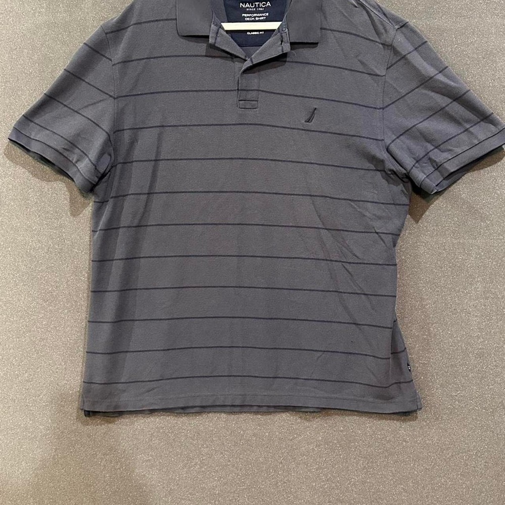 Nautica grey striped polo shirt xxl